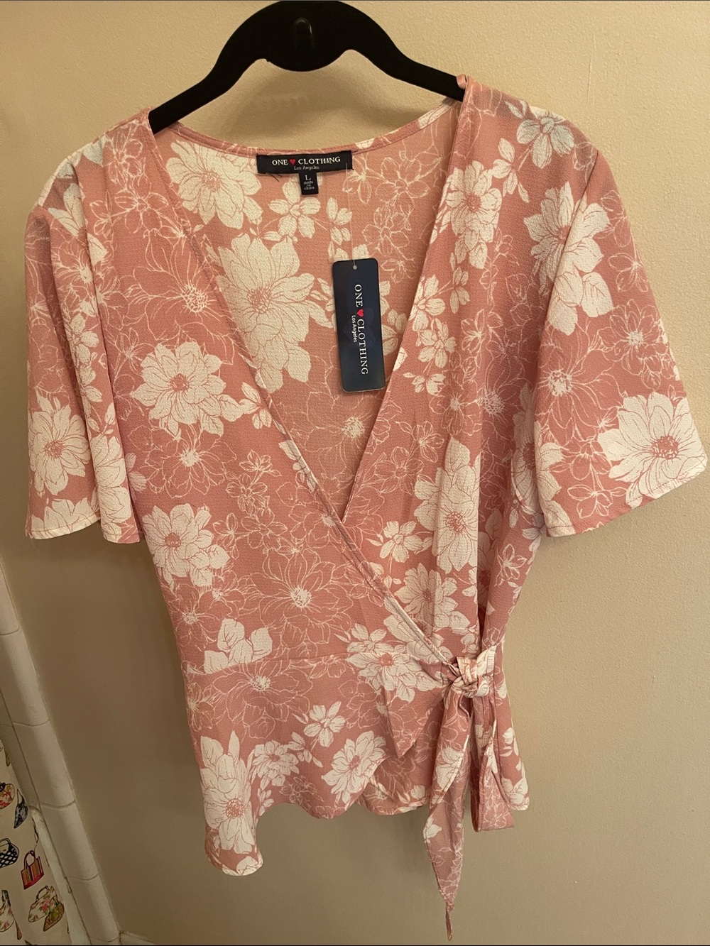 one clothing Rose Floral Wrap Blouse